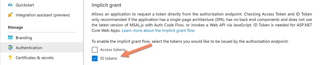 Implicit grant